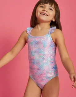 Accessorize Girls Frilly Mermaid Swimsuit Multi
