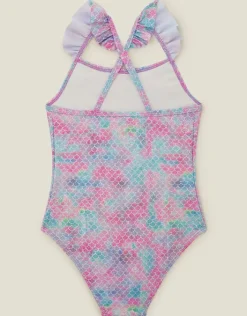 Accessorize Girls Frilly Mermaid Swimsuit Multi