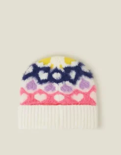 Accessorize Girls Heart Beanie Hat Multi