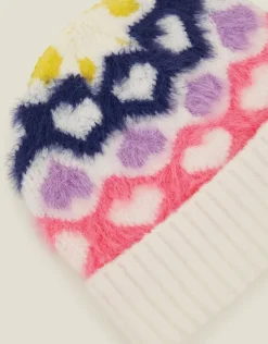 Accessorize Girls Heart Beanie Hat Multi