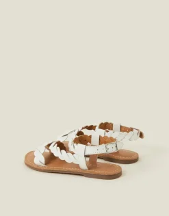Accessorize Girls Leather Plait Sandals White