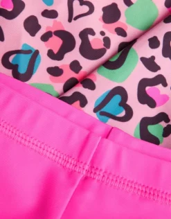 Accessorize Girls Leopard Print Rash Vest Swim Set Multi
