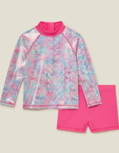 Accessorize Girls Mermaid Rash Vest Swim Set Multi