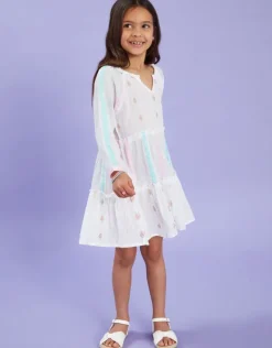 Accessorize Girls Mini Me Jacquard Dress White