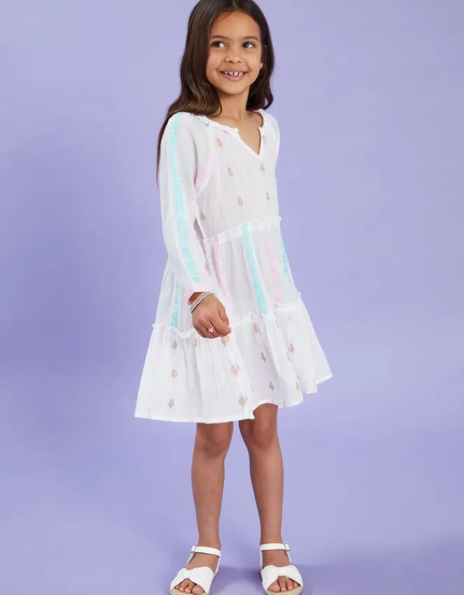 Accessorize Girls Mini Me Jacquard Dress White