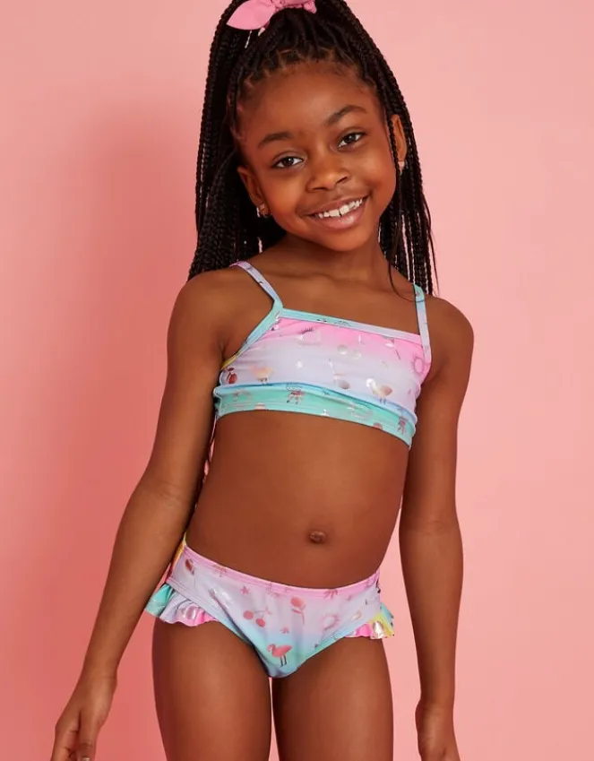 Accessorize Girls Ombre Foil Print Bikini Set Multi