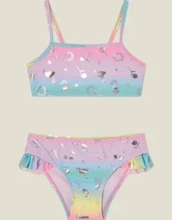 Accessorize Girls Ombre Foil Print Bikini Set Multi