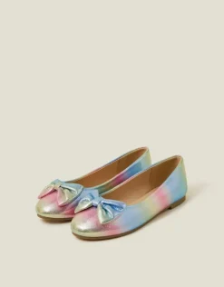 Accessorize Girls Ombre Metallic Ballet Flats Multi