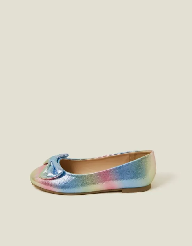 Accessorize Girls Ombre Metallic Ballet Flats Multi