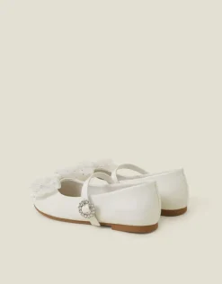 Accessorize Girls Patent Bow Ballet Flats Ivory