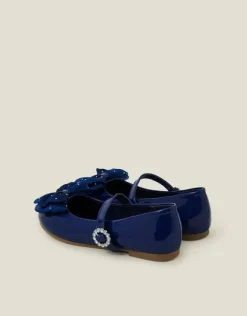 Accessorize Girls Patent Bow Ballet Flats Blue
