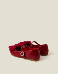 Accessorize Girls Patent Bow Ballet Flats Red