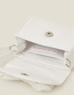 Accessorize Girls Patent Diamante Bow Bag Ivory