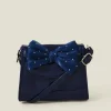 Accessorize Girls Patent Diamante Bow Bag Blue