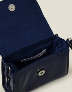 Accessorize Girls Patent Diamante Bow Bag Blue