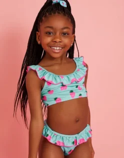 Accessorize Girls Strawberry Bikini Set Blue