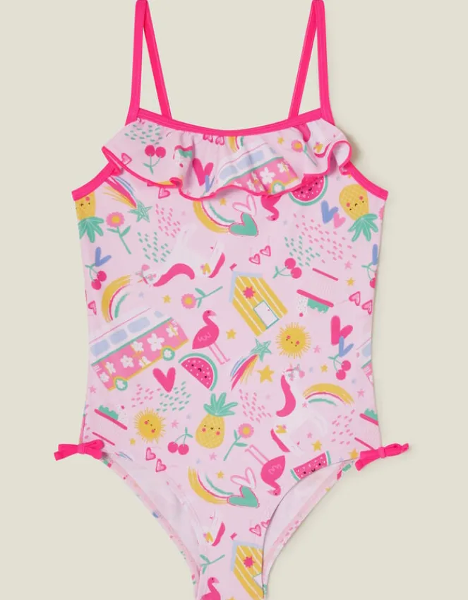Accessorize Girls Sunbeam Print Swimsuit Pink
