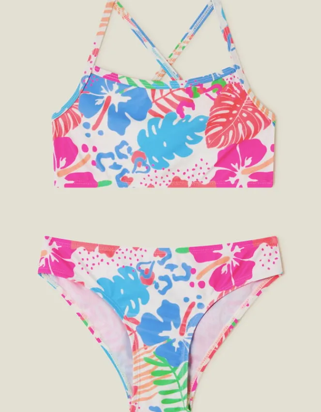 Accessorize Girls Tropical Print Bikini Set Multi