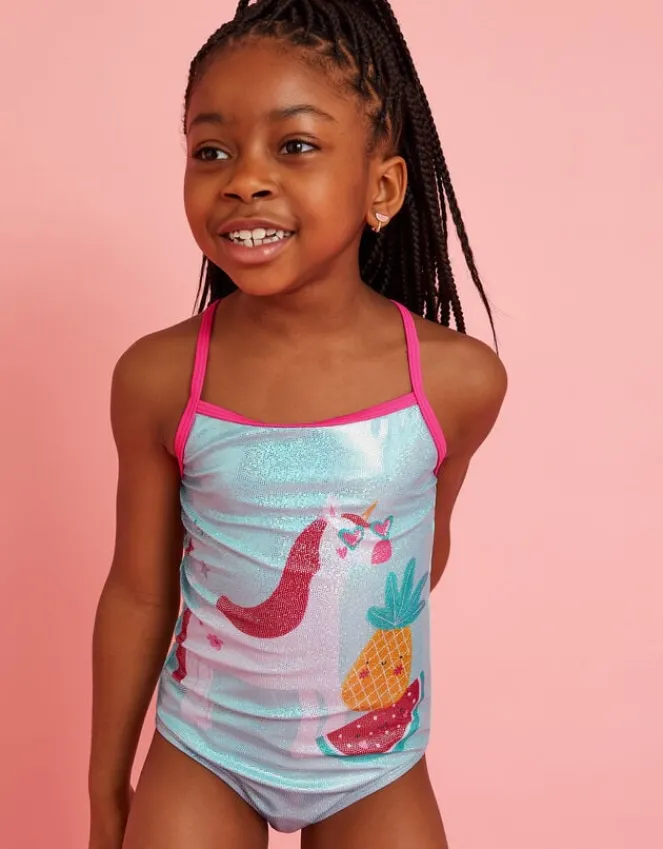 Accessorize Girls Unicorn Swimsuit Multi