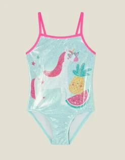 Accessorize Girls Unicorn Swimsuit Multi