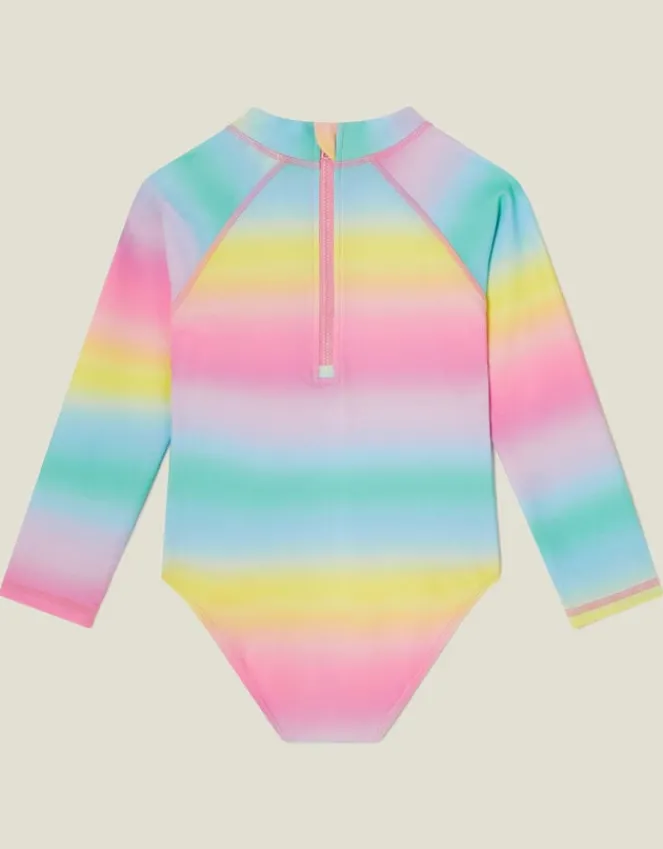 Accessorize Girls UPF 50+ Heart Long Sleeve Swimsuit Multi