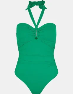 Accessorize Halter Bandeau Shaping Swimsuit Green