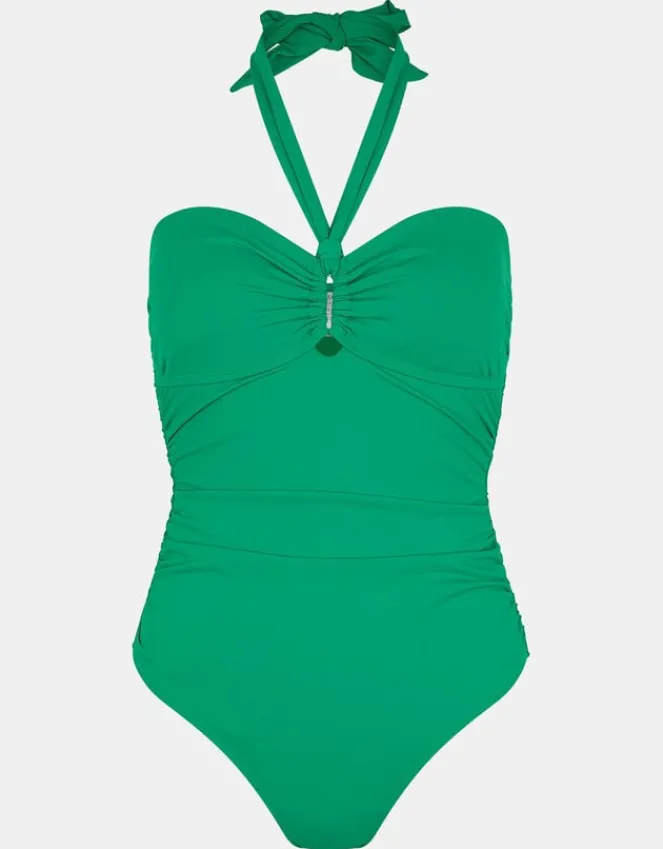 Accessorize Halter Bandeau Shaping Swimsuit Green