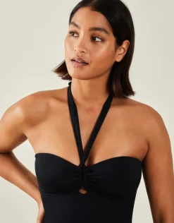 Accessorize Halter Bandeau Shaping Swimsuit Black