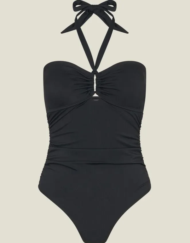 Accessorize Halter Bandeau Shaping Swimsuit Black