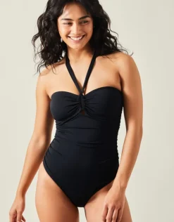 Accessorize Halter Bandeau Shaping Swimsuit Black