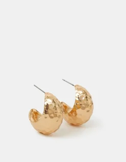 Accessorize Hammered Crescent Hoop Earrings