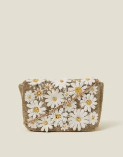 Accessorize Hand-Beaded 3D Floral Clutch Bag