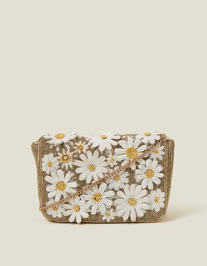 Accessorize Hand-Beaded 3D Floral Clutch Bag