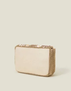 Accessorize Hand-Beaded 3D Floral Clutch Bag