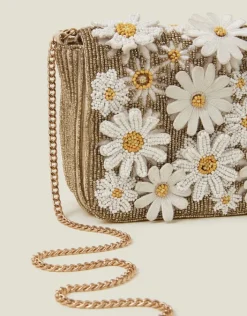 Accessorize Hand-Beaded 3D Floral Clutch Bag