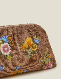 Accessorize Hand-Beaded Floral Clutch Bag