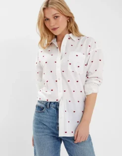 Accessorize Heart Embroidered Long Sleeve Shirt Red