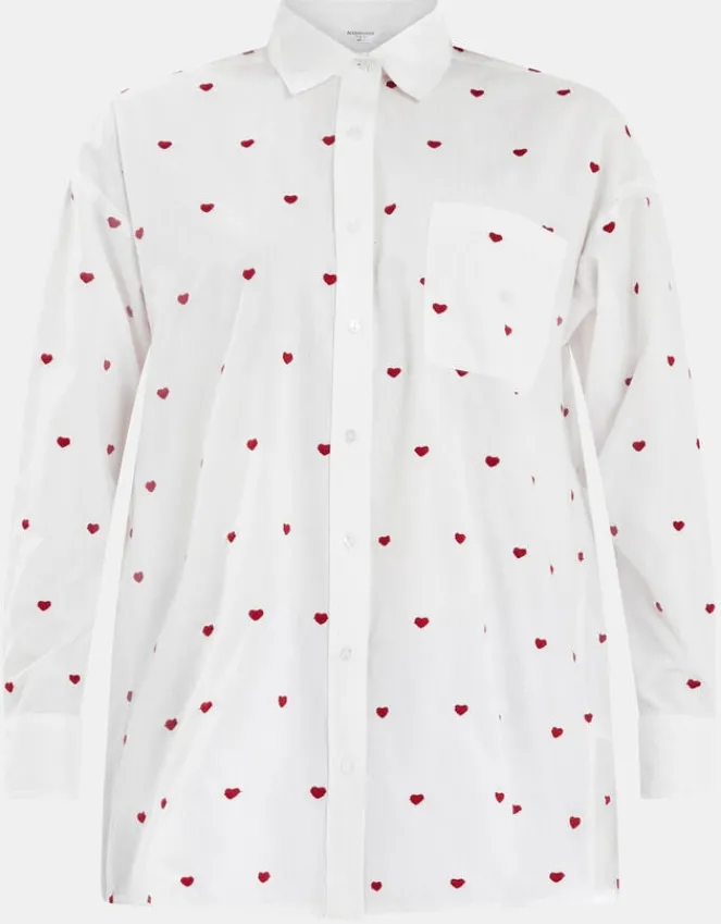 Accessorize Heart Embroidered Long Sleeve Shirt Red