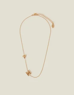 Accessorize Heart Initial Necklace Gold