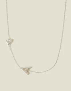 Accessorize Heart Initial Necklace Silver