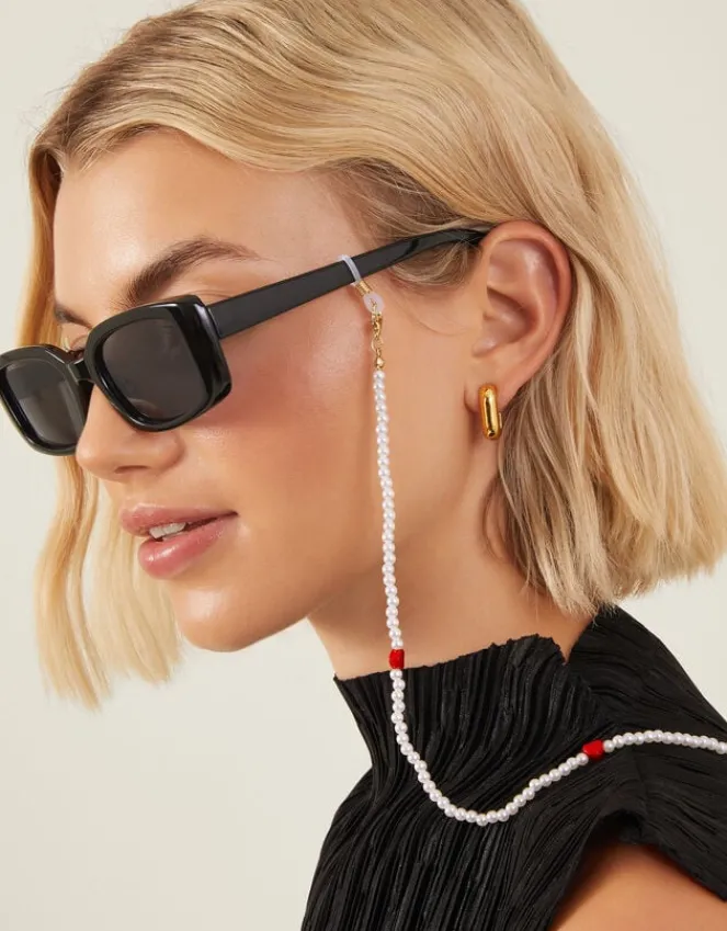 Accessorize Heart Pearl Beaded Sunglasses Chain