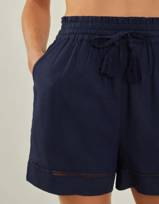 Accessorize High Waist Beach Shorts Blue
