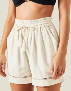 Accessorize High Waist Beach Shorts Camel