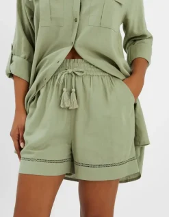 Accessorize High Waist Beach Shorts Green