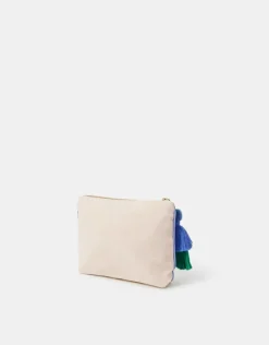 Accessorize Initial Beaded Make Up Bag Natural