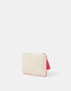 Accessorize Initial Beaded Pouch Natural