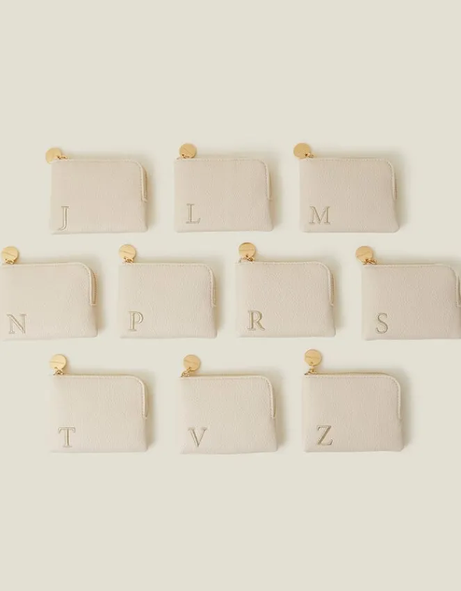Accessorize Initial Coin Purse Cream