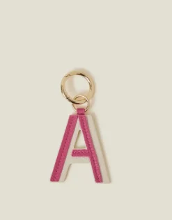 Accessorize Initial Colour Block Keyring Pink