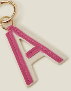 Accessorize Initial Colour Block Keyring Pink