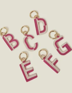 Accessorize Initial Colour Block Keyring Pink